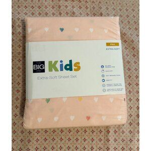 The Big One Kids Pink Multi Hearts Extra-Soft Sheet Set Full